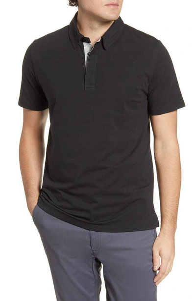 Shop Tommy John Comfort Button-down Polo In Black