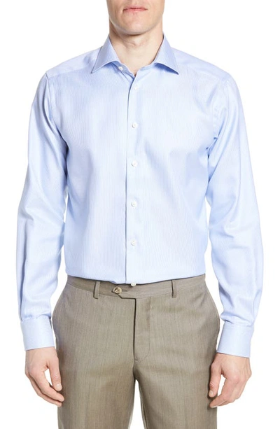 Shop Eton Contemporary Fit Houndstooth Cotton Dress Shirt In Light Blue