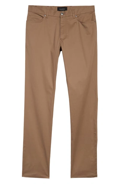 Shop Ermenegildo Zegna Classic Fit Stretch Cotton Five Pocket Pants In Tan