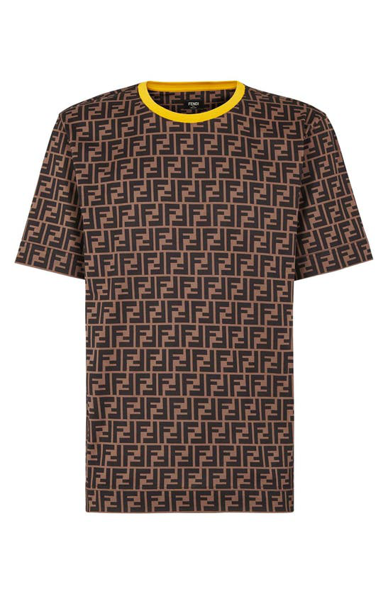 Fendi Men's Allover Print Short-sleeve T-shirt In Tobacco/ Black | ModeSens