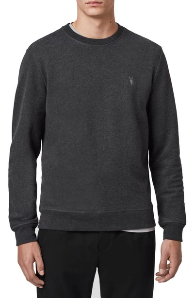 Shop Allsaints Raven Slim Fit Crewneck Sweatshirt In Charcoal Marl