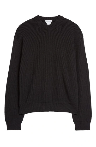 Shop Bottega Veneta Military Rib Crewneck Sweater In Black/black