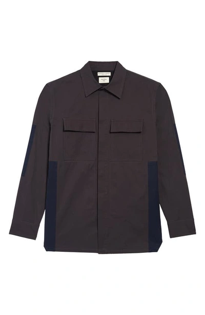 Shop Bottega Veneta Structured Colorblock Utility Shirt In Graphite/ Navy