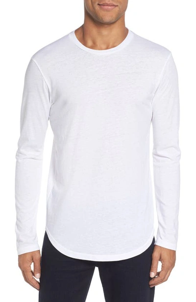 Shop Goodlife Scalloped Hem Long Sleeve T-shirt In White