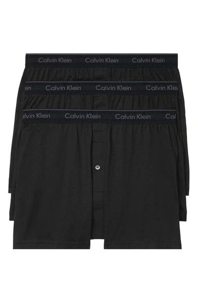 Shop Calvin Klein 3-pack Knit Cotton Boxers In Black