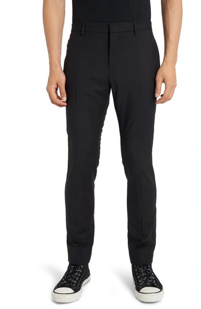 Shop Valentino Zip Wool Blend Pants In Black