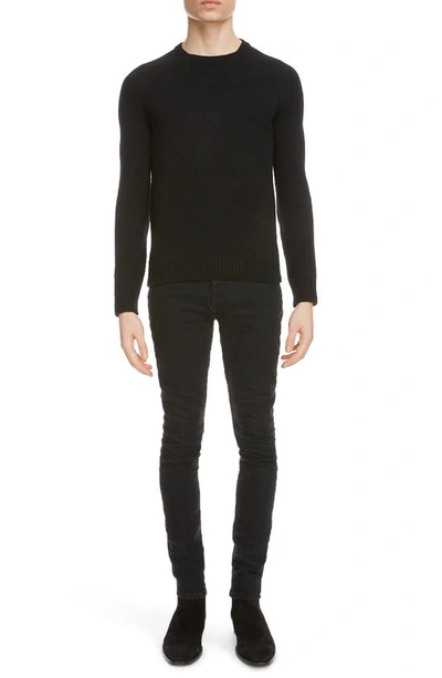 Shop Saint Laurent Crewneck Cashmere Sweater In Black