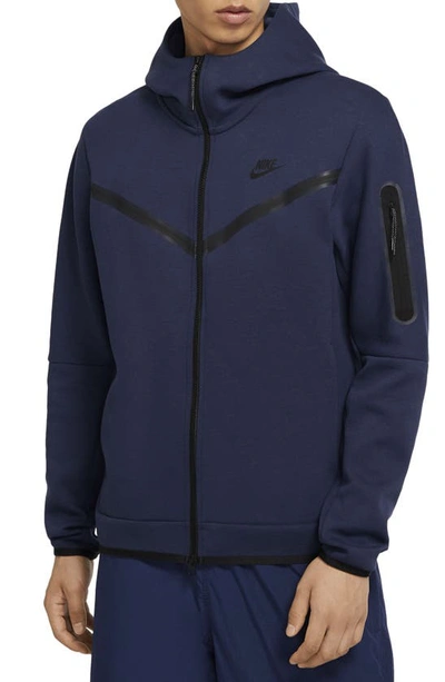 Shop Nike Sportswear Tech Fleece Zip Hoodie In Midnight Navy/ Black