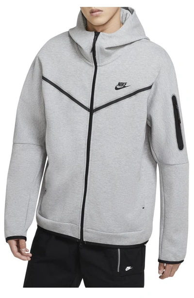 Shop Nike Sportswear Tech Fleece Zip Hoodie In Dark Grey Heather/ Black