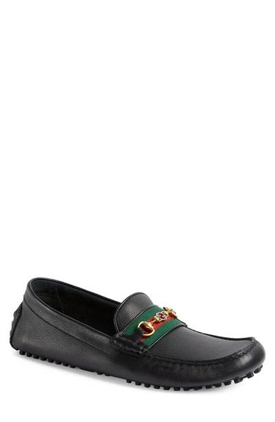 Shop Gucci Ayrton Horsebit Web Driving Loafer In Black