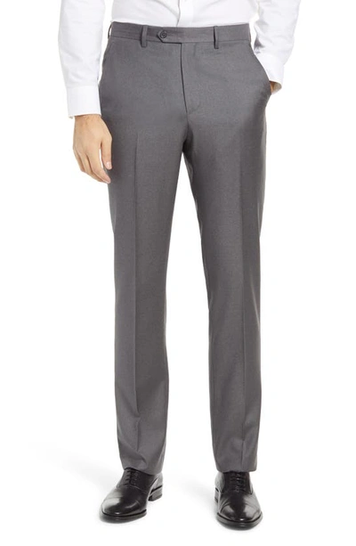 Santorelli Loro Piana Wool Regular Fit Dress Pants In Grey