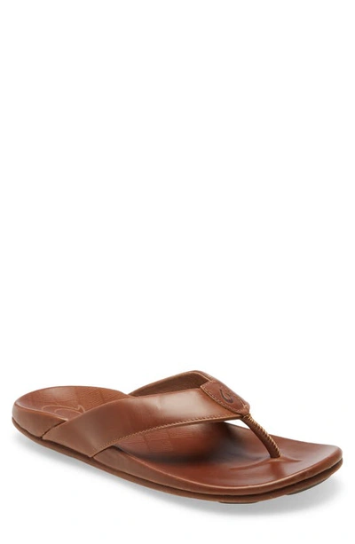 Shop Olukai 'auinala Flip Flop In Toffee/ Toffee
