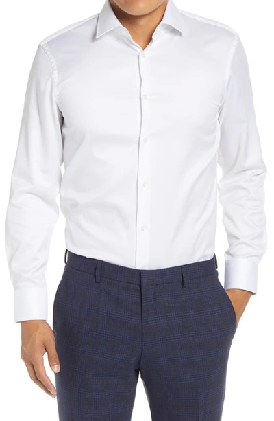 Shop Hugo Boss Marley Slim Fit Easy Iron Solid Dress Shirt In White