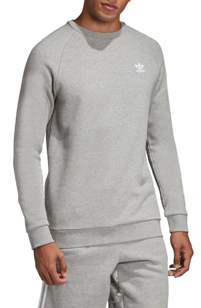 Shop Adidas Originals Essential Crewneck Sweatshirt In Medium Grey Heather