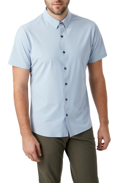 Shop 7 Diamonds American Me Slim Fit Short Sleeve Button-up Performance Shirt In Dusty Blue