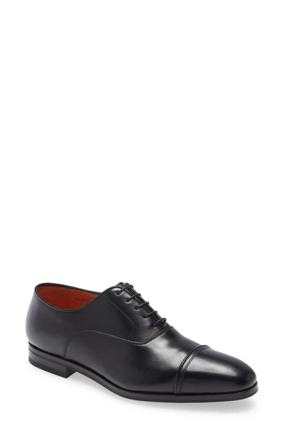 Shop Santoni Nicolo Cap Toe Oxford In Black