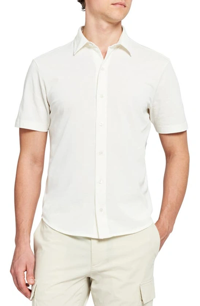 Shop Theory Fairway Short Sleeve Button-up Shirt In Ivory