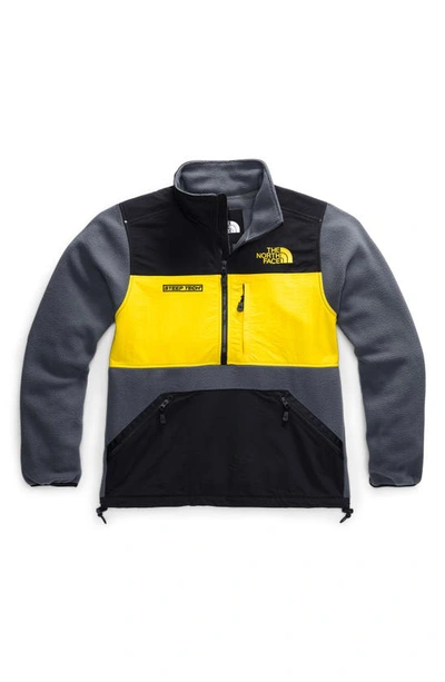 Shop The North Face Steep Water Repellent Half Zip Tech Fleece Jacket In Vanadis Grey/black/yellow
