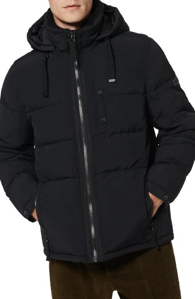 Shop Marc New York Hubble Faux Fur Collar Water Resistant Puffer Coat In Black
