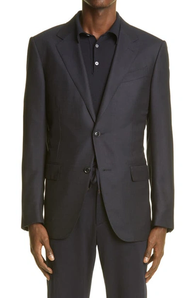 Shop Ermenegildo Zegna Regular Fit Stretch Wool & Silk Sport Coat In Navy