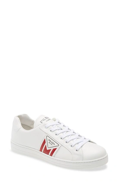 Shop Prada New Avenue Low Top Sneaker In White/ Red