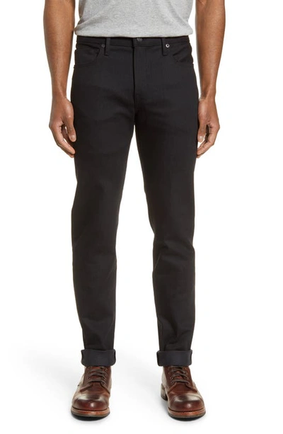 Shop Kato The Pen Slim 10.5-ounce Stretch Selvedge Jeans In Black Raw