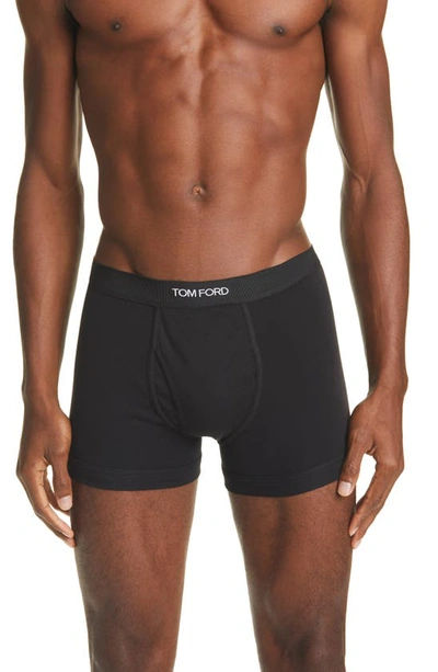 Shop Tom Ford 2-pack Cotton Jersey Boxer Briefs In Black