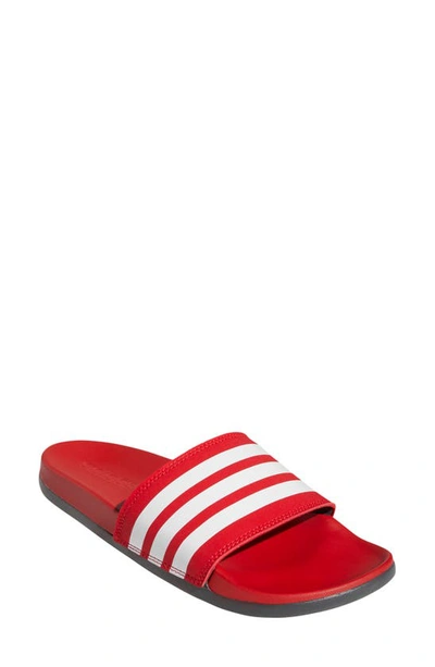 Shop Adidas Originals Adilette Comfort Sport Slide In Scarlet/ White/ Grey