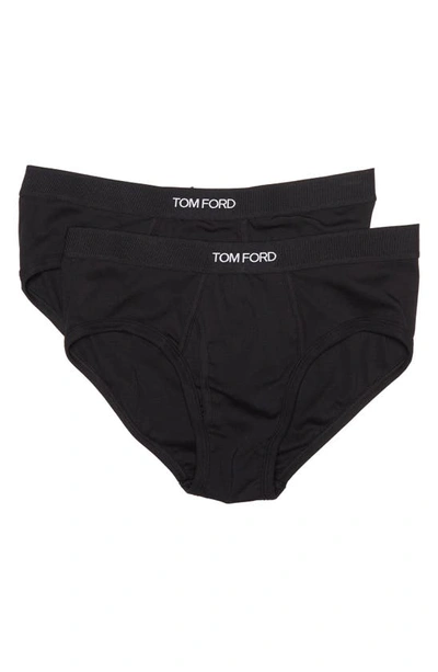 Shop Tom Ford 2-pack Cotton Stretch Jersey Briefs In Black