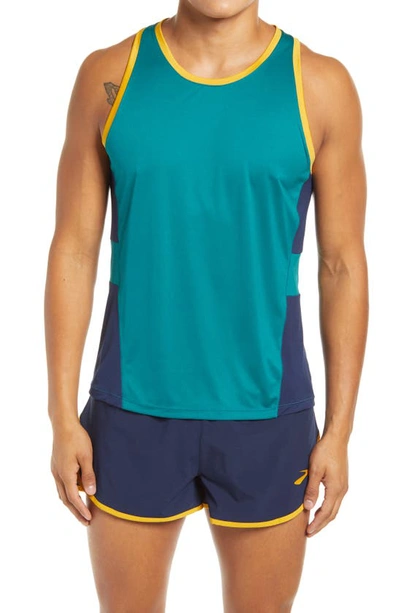 Shop Brooks Performance Running Tank In Spruce/ Navy/ Cider