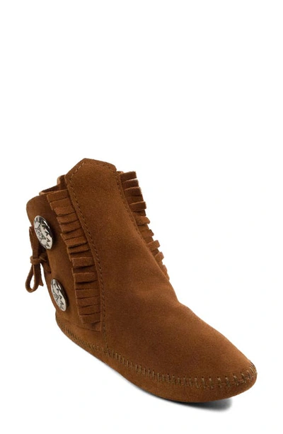 Shop Minnetonka Softsole Boot In Brown Suede