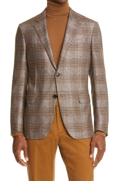 Shop Ermenegildo Zegna Milano Easy Plaid Silk & Cashmere Sport Coat In Brown