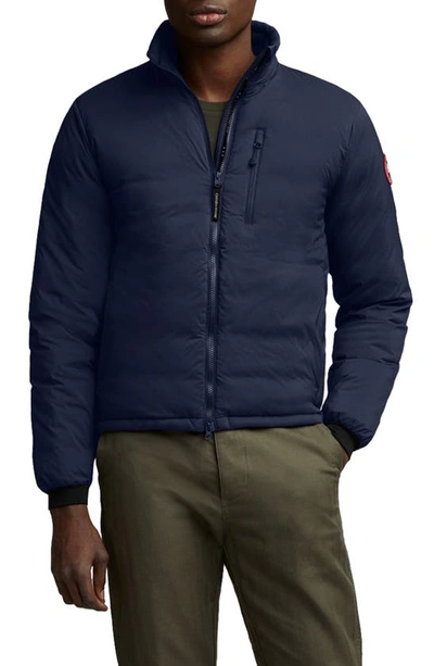 Shop Canada Goose Lodge Packable 750 Fill Power Down Jacket In Atlantic Navy