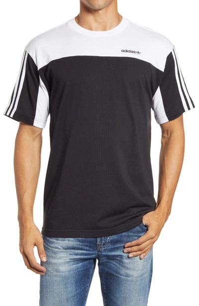 Shop Adidas Originals Classics Colorblock Logo T-shirt In Black/ White