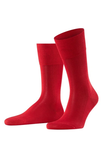 Shop Falke Tiago Cotton Dress Socks In Scarlet