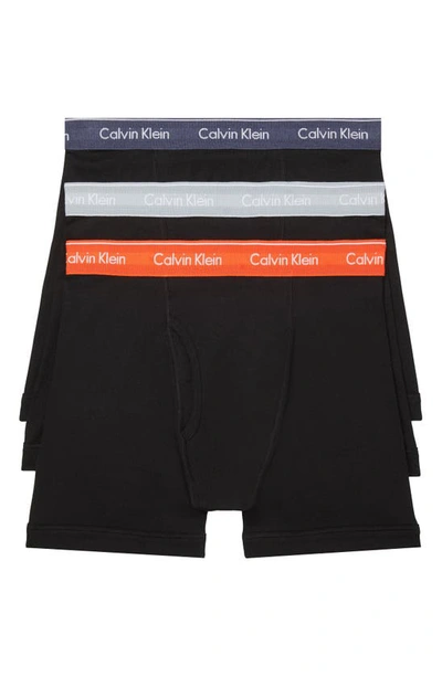 Shop Calvin Klein 3-pack Boxer Briefs In Black Blue Inferno Overcast