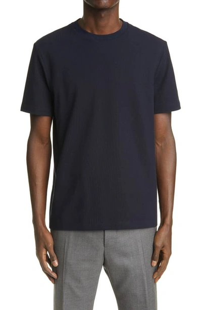 Shop Thom Browne 4-bar Back Stripe Piqué T-shirt In Navy