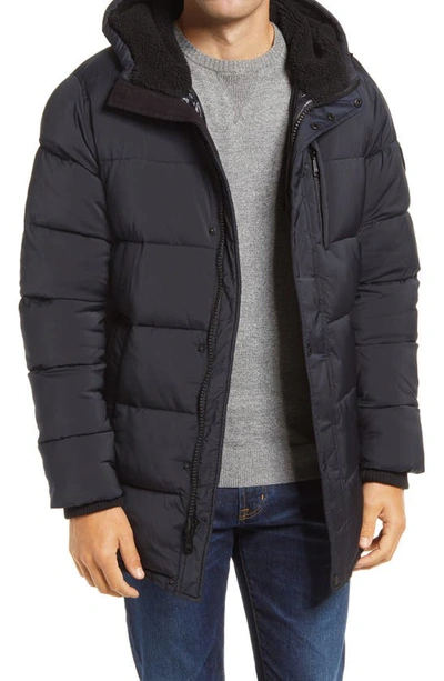 Shop Vince Camuto Water Resistant Quilted Stretch Parka In Navy