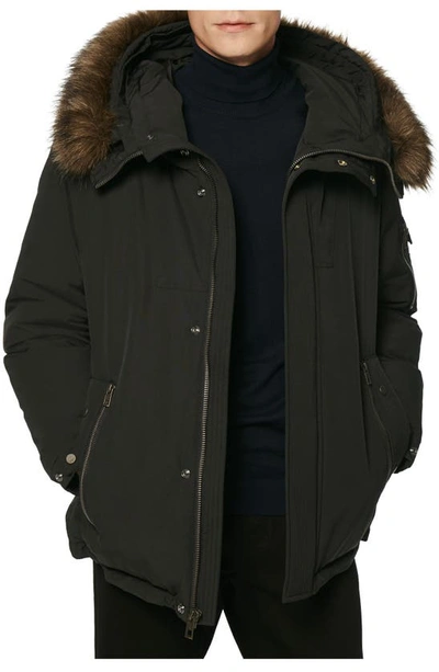 Shop Andrew Marc Daytona Faux Fur Trim Hooded Down Snorkel Jacket In Black