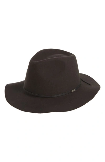 Shop Brixton Wesley Packable Felted Wool Fedora In Washed Black