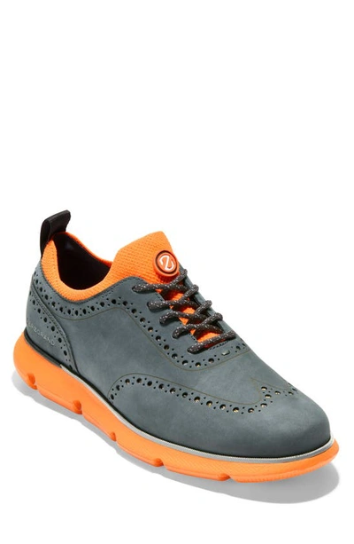 Cole Haan Men's 4.zergrand Wingtip Oxfrord Dress Shoes In Turbulence  Nubuck/ Vibr Orange | ModeSens