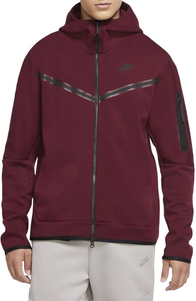 Shop Nike Sportswear Tech Fleece Zip Hoodie In Dark Beetroot/ Black