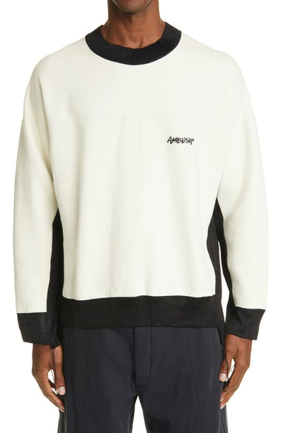 Shop Ambush Mixed Media Sweatshirt In O.white Black