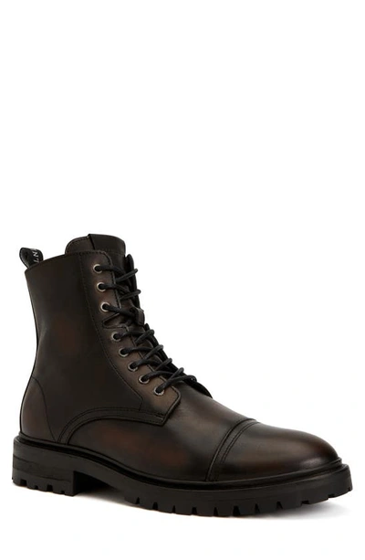 Shop Allsaints Piero Cap Toe Boot In Dark Brown Leather