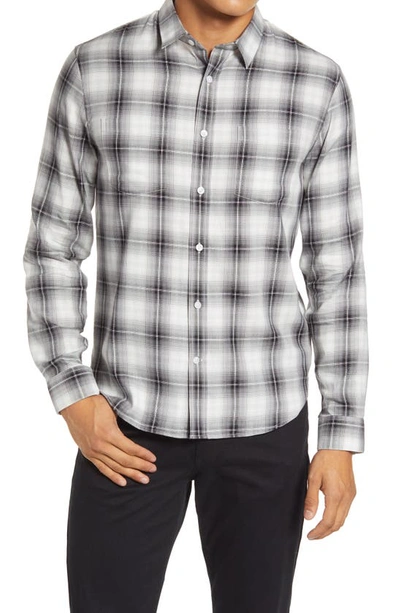Shop Vince Slim Fit Shadow Plaid Button-up Shirt In Black