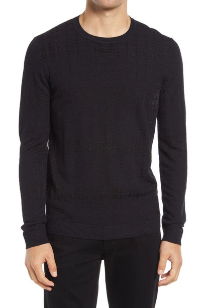 Shop Hugo Shiny Relaxed Fit Crewneck Sweater In Navy