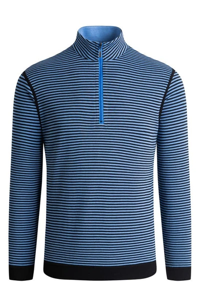 Shop Bugatchi Cotton Blend Quarter Zip Pullover In Air Blue