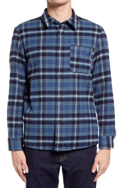 Shop A.p.c. Surchemise Trek Button-up Flannel Shirt Jacket In Iaa Bleu