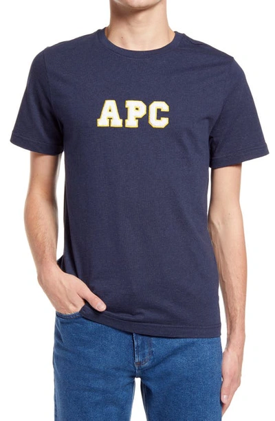 Shop A.p.c. Gael Logo T-shirt In Pia Marine Chine