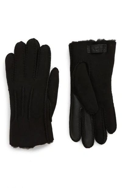 Shop Ugg Genuine Shearling Tech Gloves In Black
